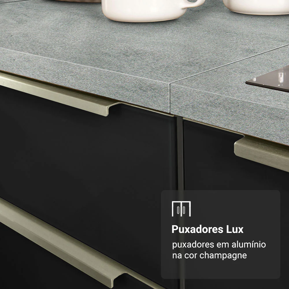 Armário Aéreo 100 cm 1 Porta Basculante Branco/Preto Lux Madesa - Image 6