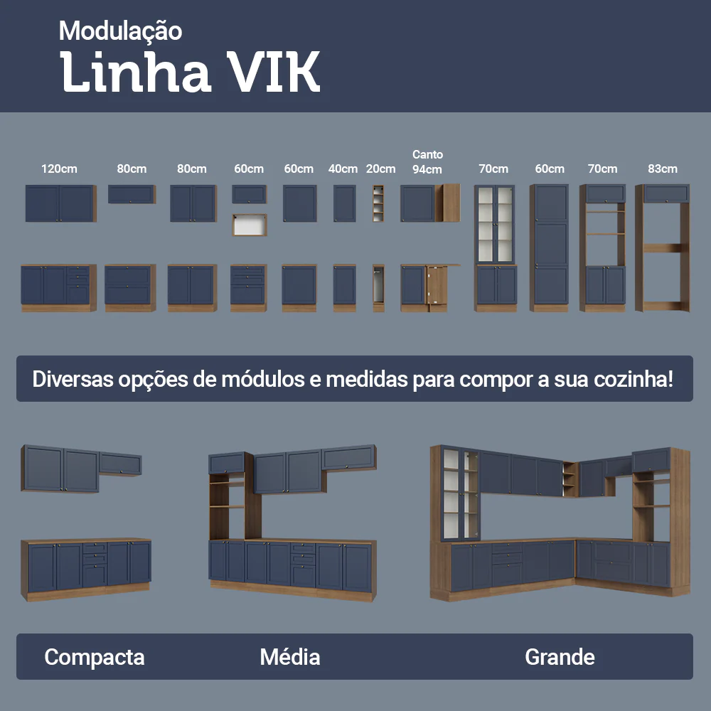 Armário Aéreo 120 cm 2 Portas Rustic/Azul Vik Madesa - Image 9