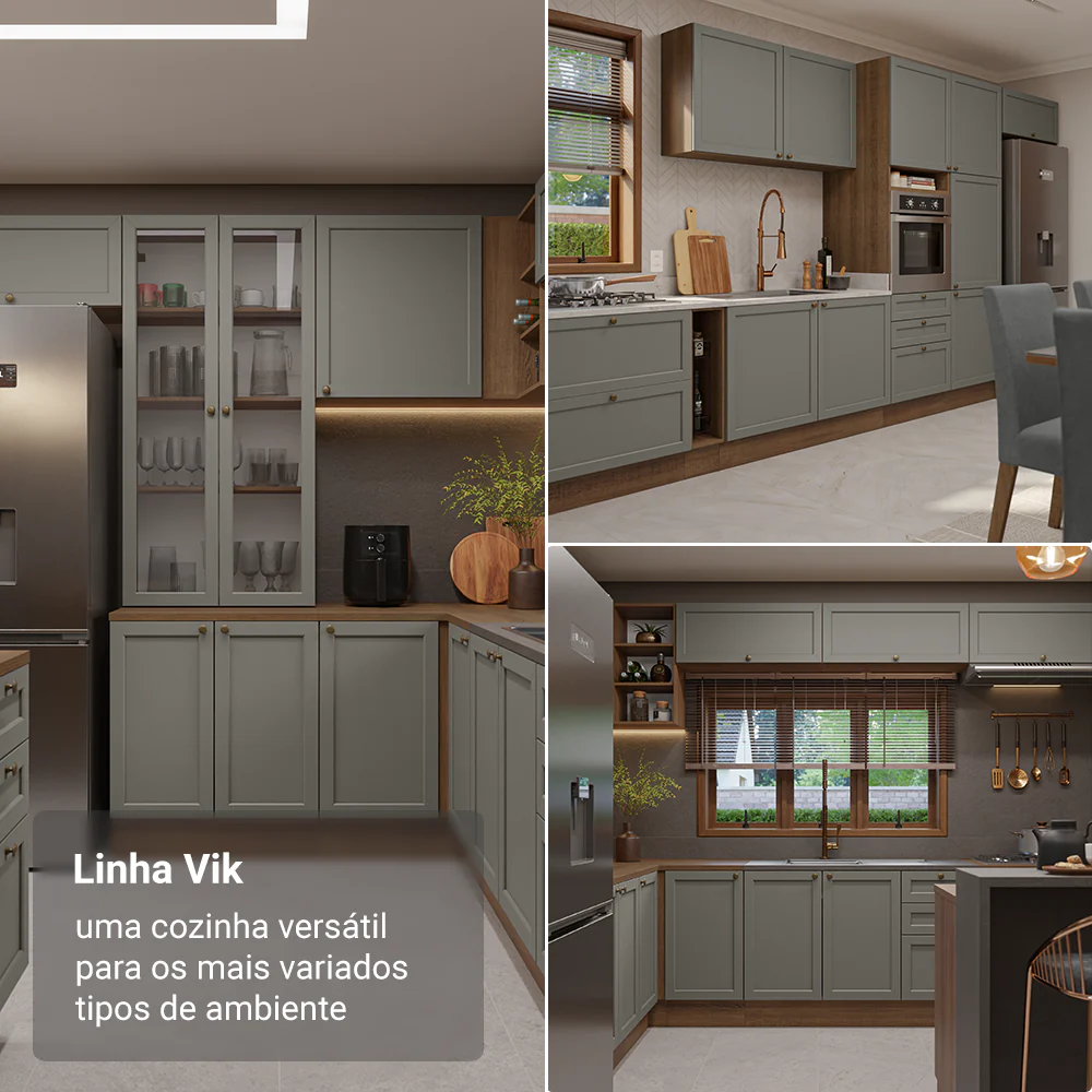Armário Aéreo 120 cm 2 Portas Rustic/Cinza Vik Madesa - Image 5
