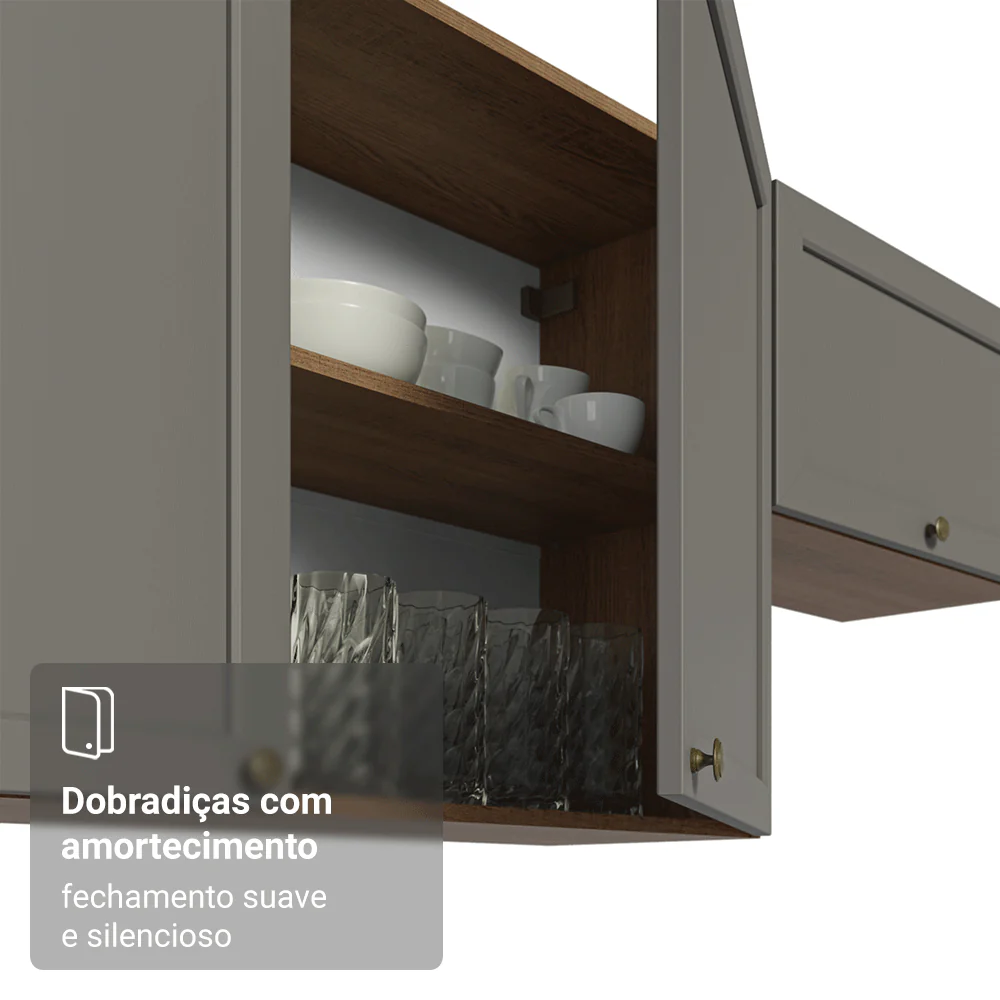 Armário Aéreo 120 cm 2 Portas Rustic/Cinza Vik Madesa - Image 7