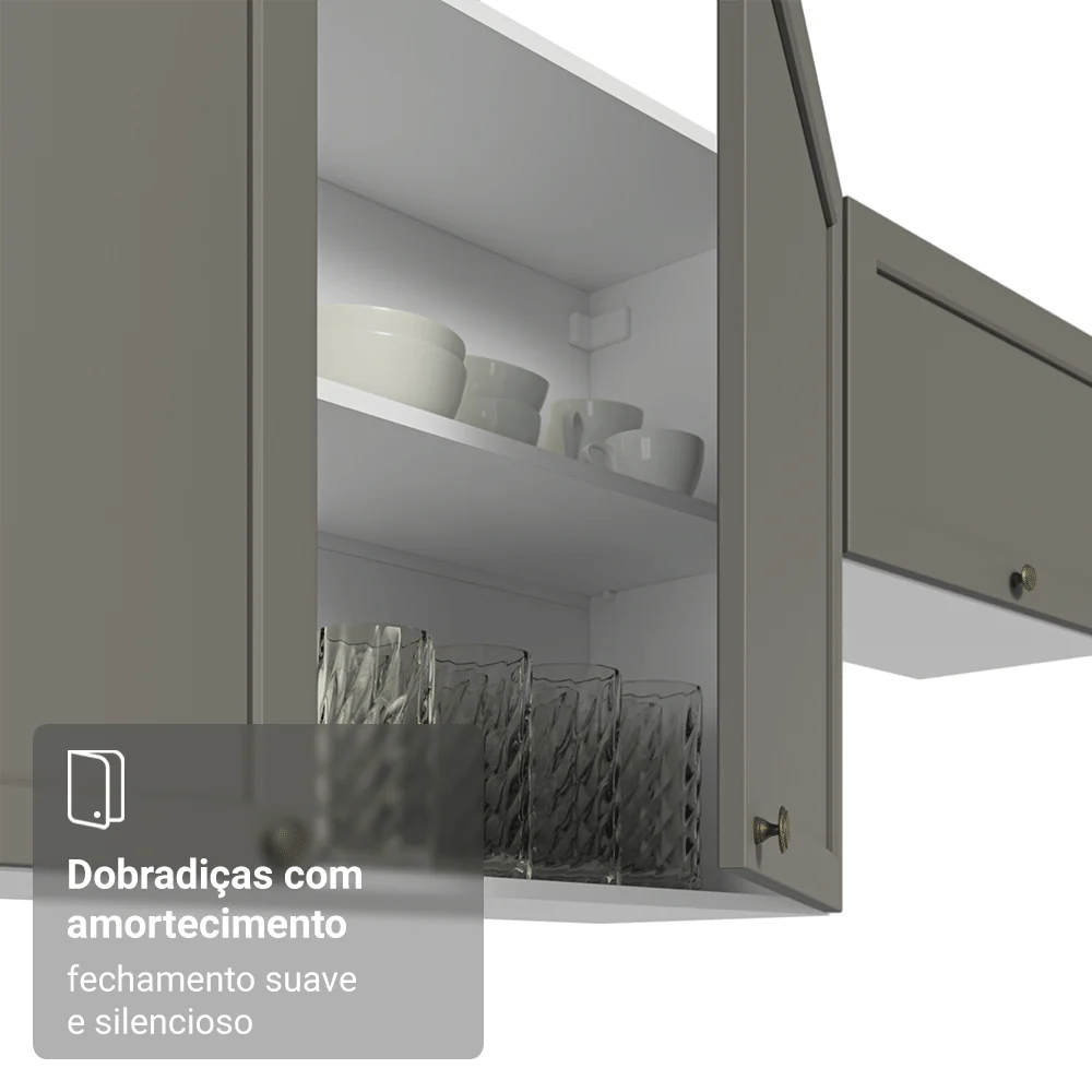 Armário Aéreo 35 cm 1 Porta Branco/Cinza Vik Madesa - Image 8