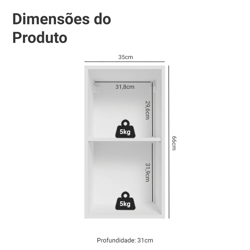 Armário Aéreo 35 cm 1 Porta Branco/Verde Vik Madesa - Image 2