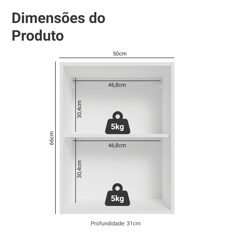 Armário Aéreo 50cm 1 Porta Branco/Cinza Vik Madesa - Image 2