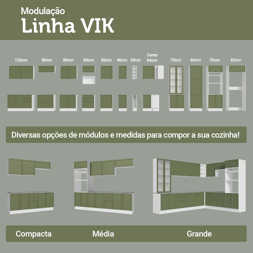 Armário Aéreo 50cm 1 Porta Branco/Verde Vik Madesa - Image 9