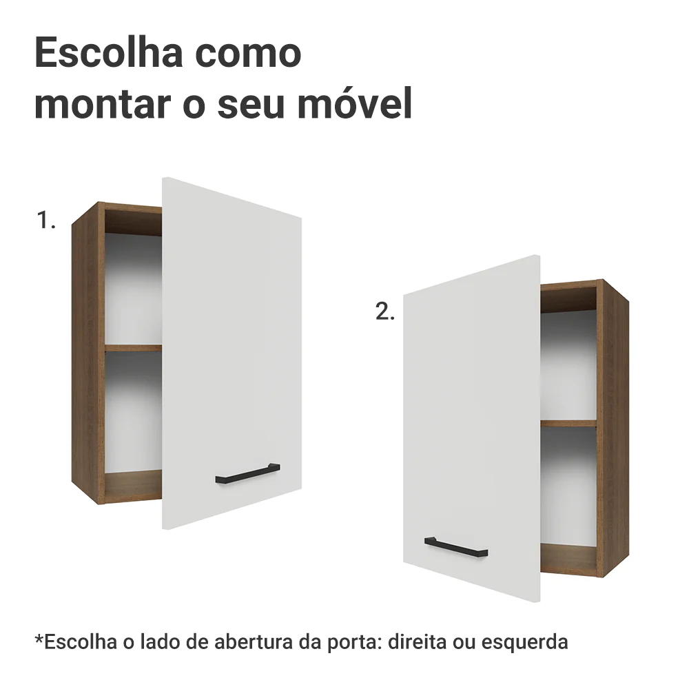 Armário Aéreo 50cm 1 Porta Rustic/Branco Agata Madesa - Image 4