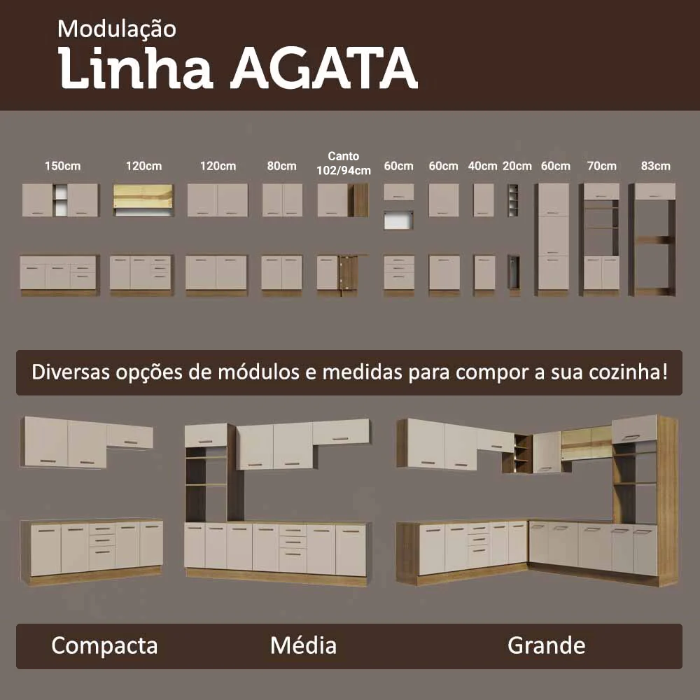 Armário Aéreo 50cm 1 Porta Rustic/Crema Agata Madesa - Image 9