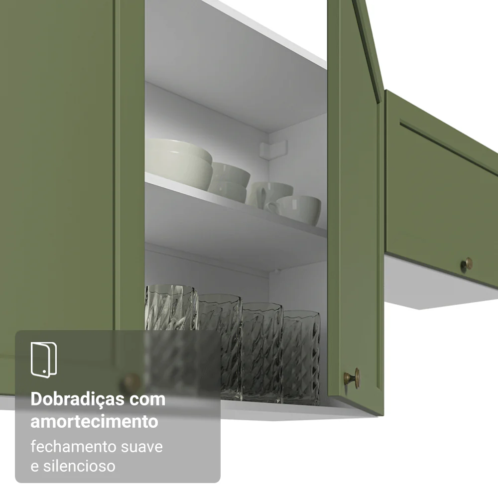 Armário Aéreo 60 cm 1 Porta Branco/Verde Vik Madesa - Image 8