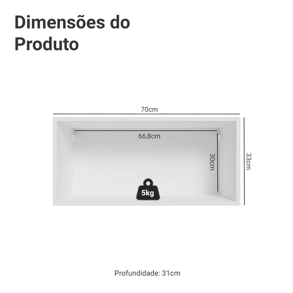 Armário Aéreo 70 cm 1 Porta Basculante Branco/Verde Vik Madesa - Image 2