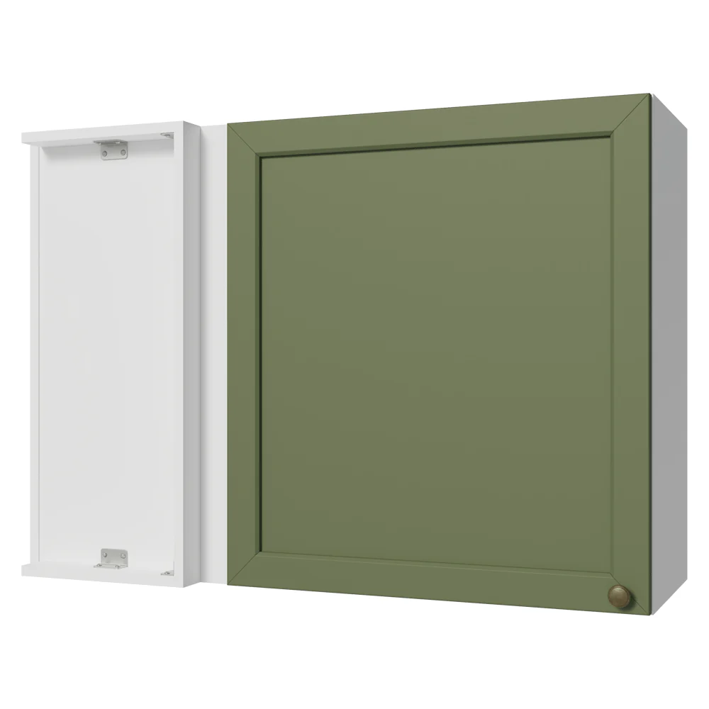 Armário Aéreo de Canto 1 Porta Branco/Verde Vik Madesa