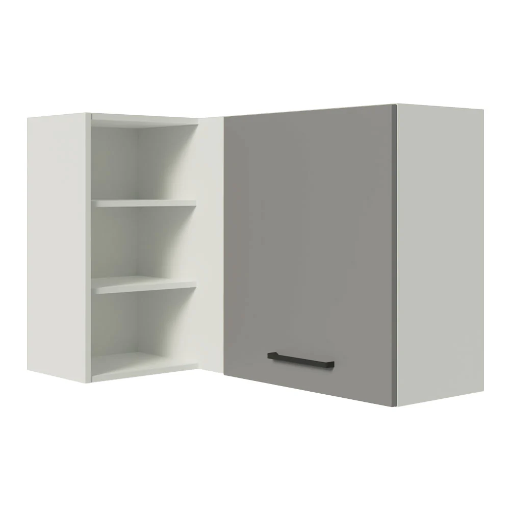 Armário Aéreo de Canto Madesa Agata 1 Porta para linha de 60 cm de profundidade Branco/Cinza
