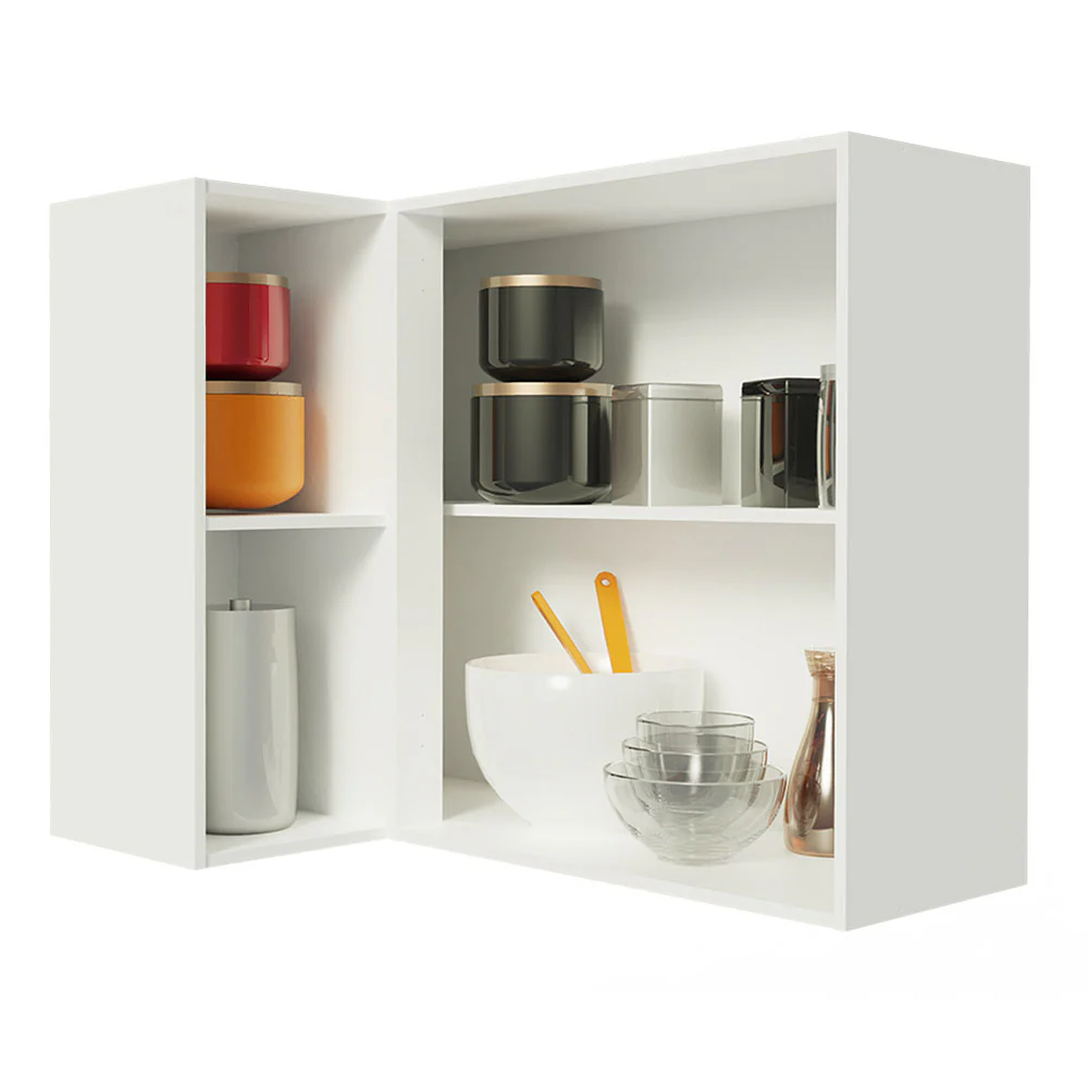 Armário Aéreo de Canto Madesa Smart 100% MDF com 1 Porta e Adega Branco/Crema - Image 3