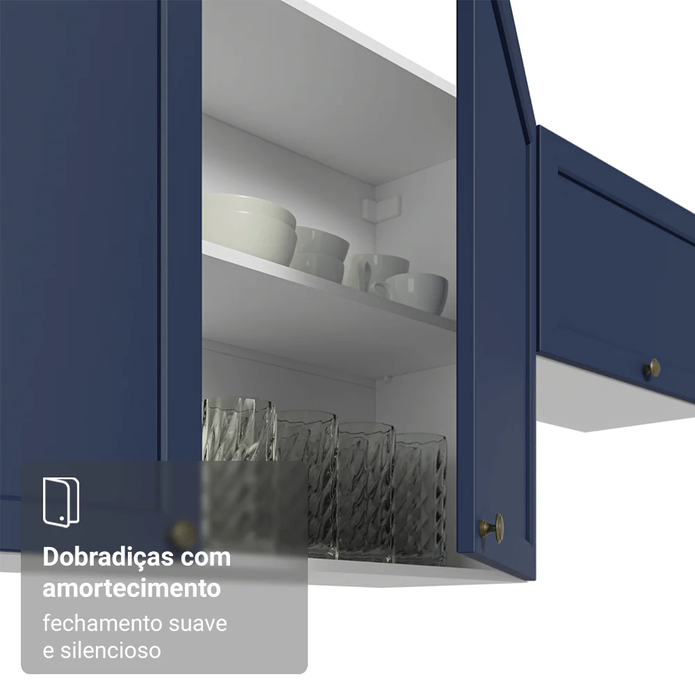 Armário Aéreo de Canto Para Linha 60 cm de Profundidade Branco/Azul Vik Madesa - Image 8