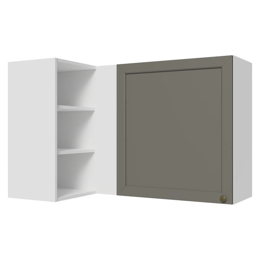 Armário Aéreo de Canto Para Linha 60 cm de Profundidade Branco/Cinza Vik Madesa
