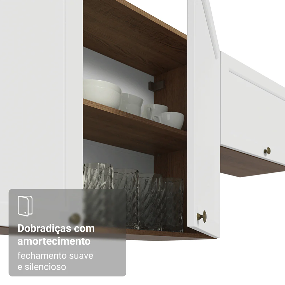 Armário Aéreo de Canto Para Linha 60 cm de Profundidade Rustic/Branco Vik Madesa - Image 8