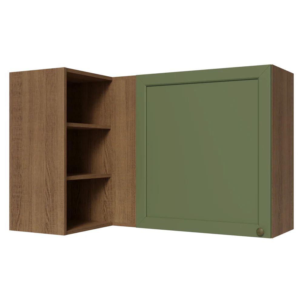 Armário Aéreo de Canto Para Linha 60 cm de Profundidade Rustic/Verde Vik Madesa