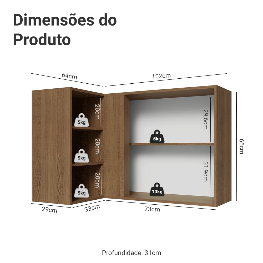 Armário Aéreo de Canto Para Linha 60 cm de Profundidade Rustic/Verde Vik Madesa - Image 2