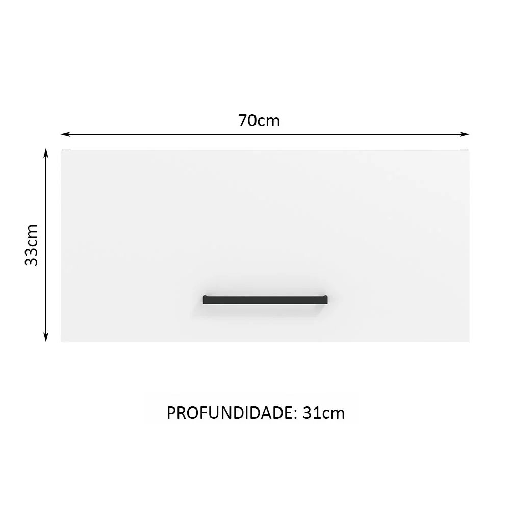Armário Aéreo de Cozinha Madesa Agata 70 cm 1 Porta Basculante Branco - Image 2