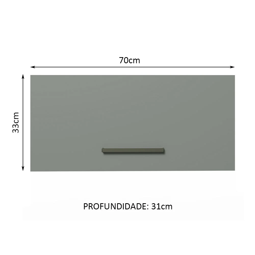 Armário Aéreo de Cozinha Madesa Agata 70 cm 1 Porta Basculante Branco/Cinza - Image 2