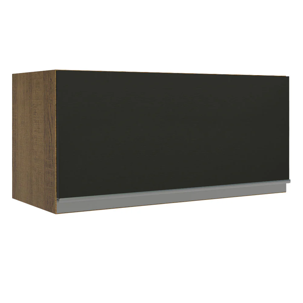 Armário Aéreo de Cozinha Madesa Glamy 70 cm 1 Porta Basculante Rustic/Preto