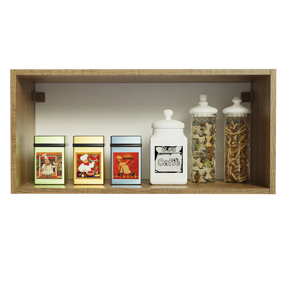 Armário Aéreo de Cozinha Madesa Stella 70 cm 1 Porta Basculante Rustic/Branco - Image 3