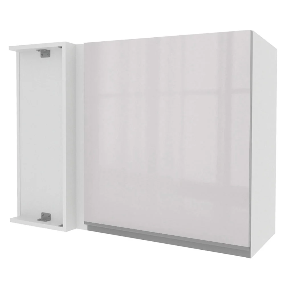 Armário Aéreo de Canto Madesa Acordes 100% MDF 1 Porta Branco Brilho
