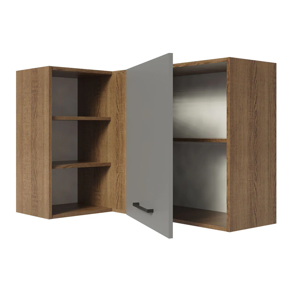 Armário Aéreo de Canto Madesa Agata 1 Porta para linha de 60 cm de profundidade Rustic/Cinza - Image 4