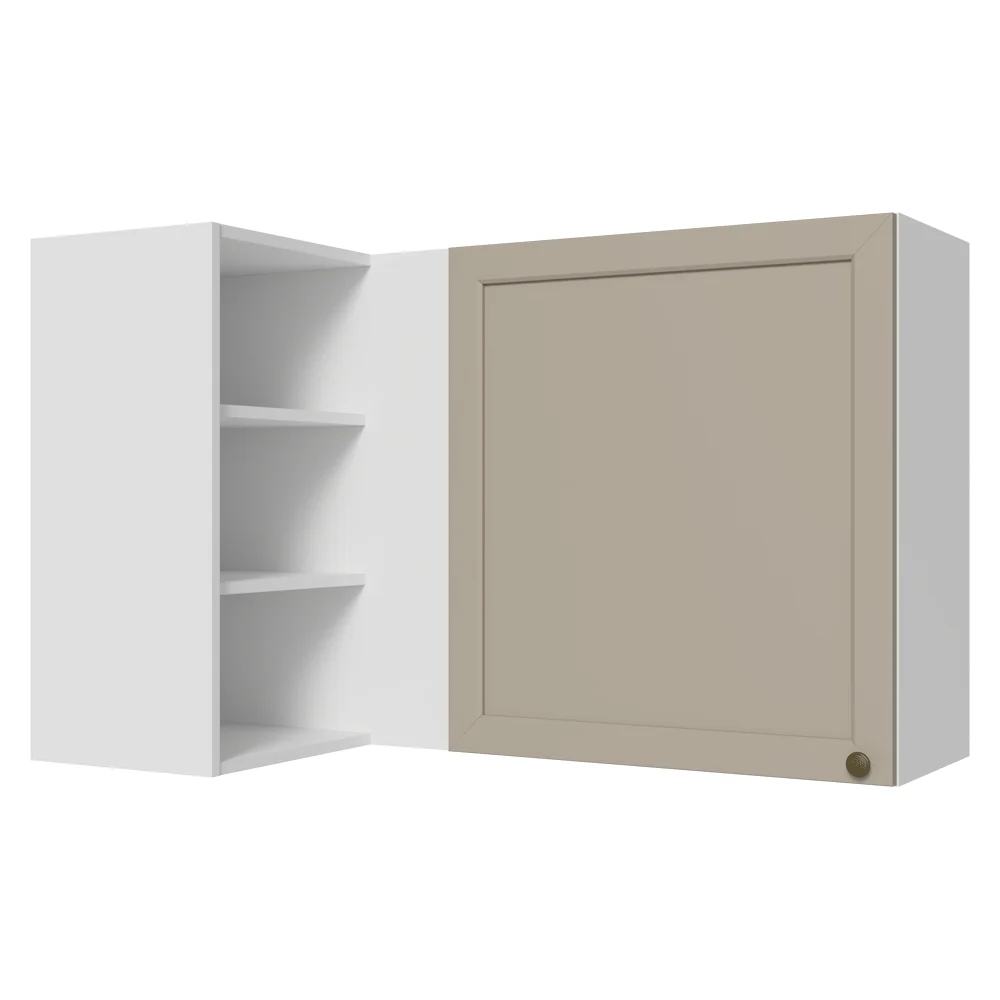 Armário Aéreo de Canto Para Linha 60 cm de Profundidade Branco/Crema Vik Madesa