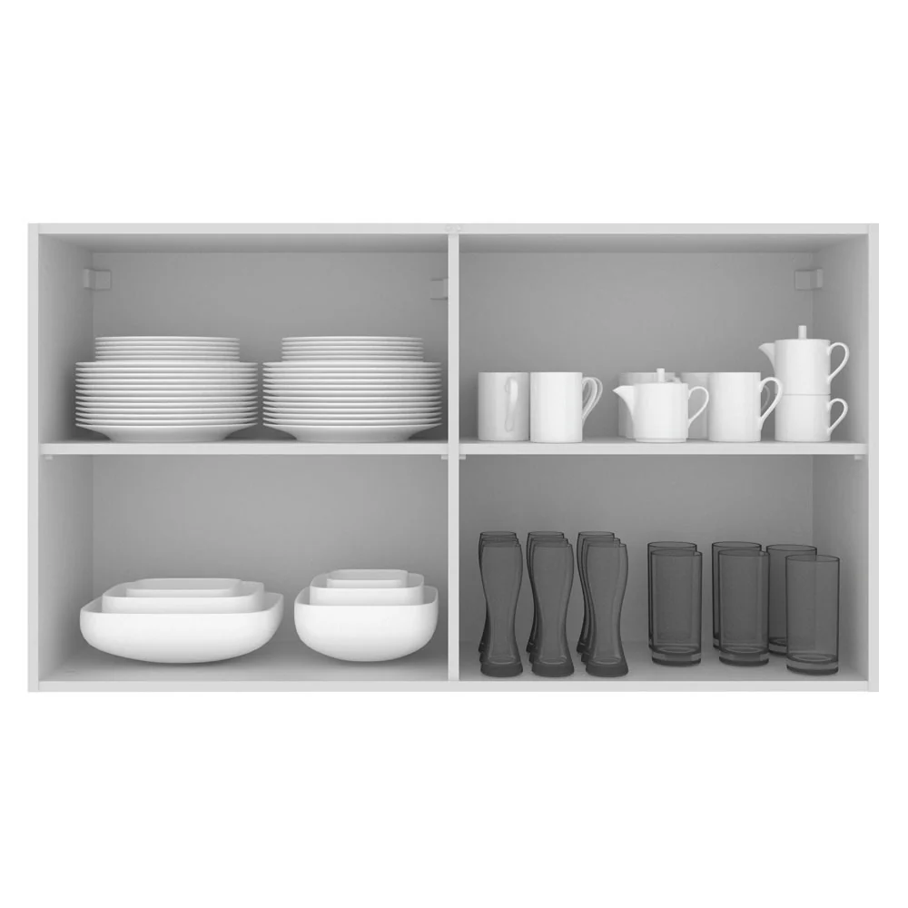 Armário Aéreo Madesa Acordes 100% MDF 120 cm 2 Portas Vidro Reflex Branco Brilho - Image 3