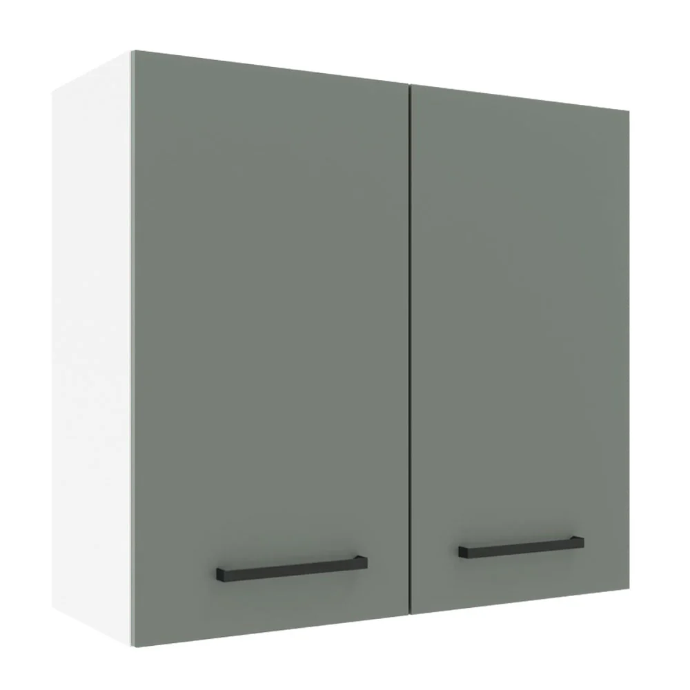 Armário Aéreo Madesa Agata 70 cm 2 Portas Branco/Cinza