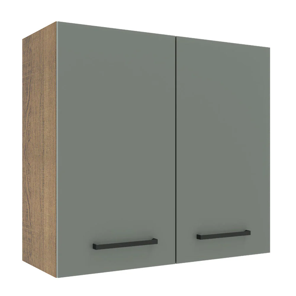Armário Aéreo Madesa Agata 70 cm 2 Portas Rustic/Cinza