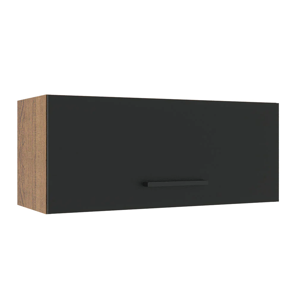 Armário Aéreo Madesa Agata 80 cm 1 Porta Basculante Rustic/Preto