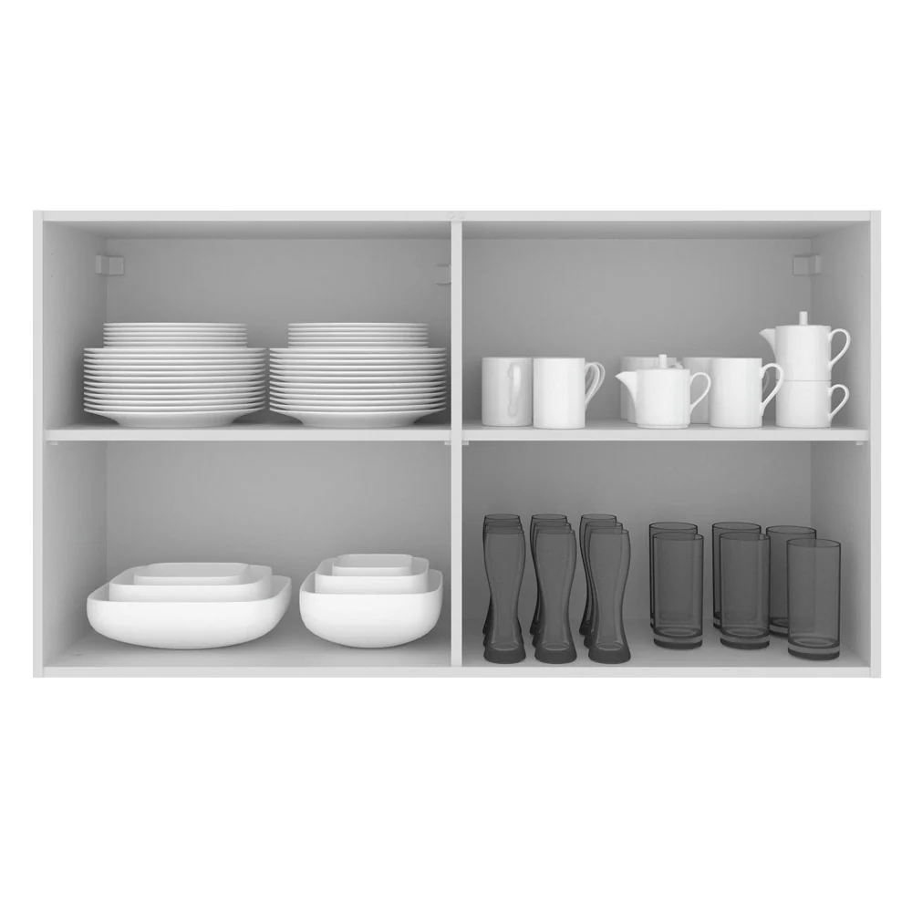 Armário Aéreo Madesa Glamy 120 cm 2 Portas com Vidro Branco/Crema - Image 3