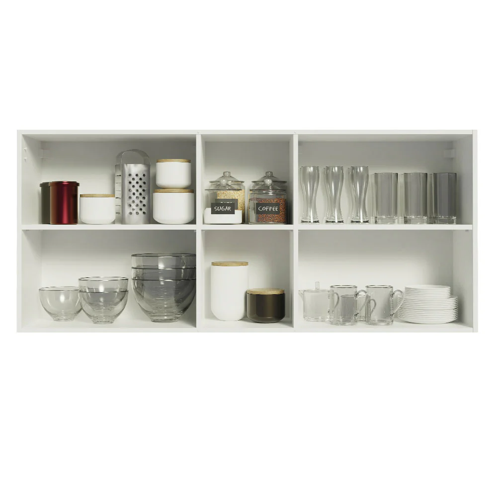 Armário Aéreo Madesa Glamy 150 cm 2 Portas e 2 Nichos Branco/Rustic - Image 3