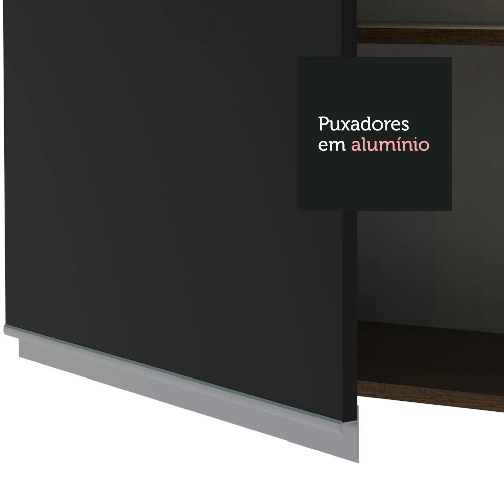 Armário Aéreo Madesa Glamy 80 cm 2 Portas Rustic/Preto - Image 5