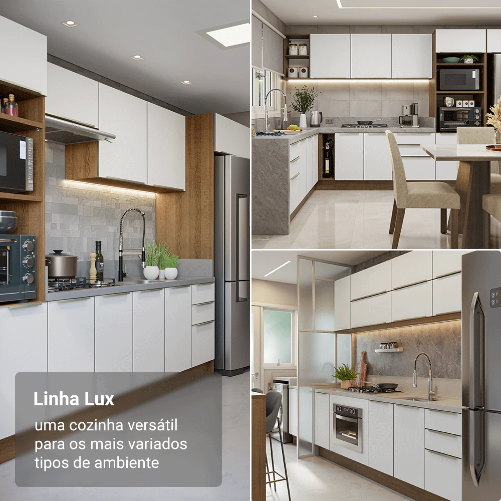 Armário Aéreo Madesa Lux 120 cm 2 Portas Rustic/Branco Veludo - Image 5