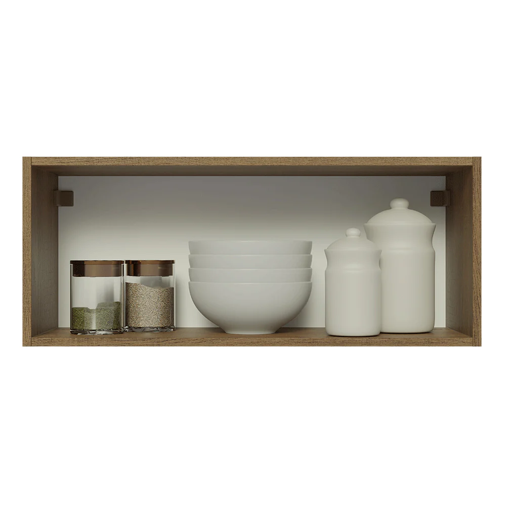 Armário Aéreo Madesa Lux 80 cm 1 Porta Basculante Rustic/Preto - Image 4