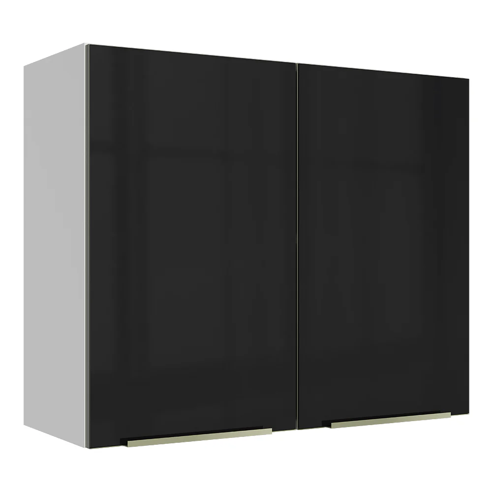 Armário Aéreo Madesa Lux 80 cm 2 Portas Branco/Preto