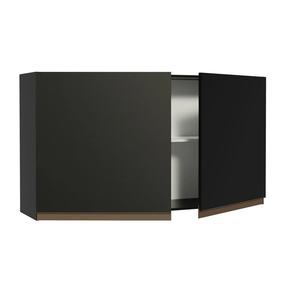 Armário Aéreo Madesa Reims 120 cm 2 Portas Preto - Image 5
