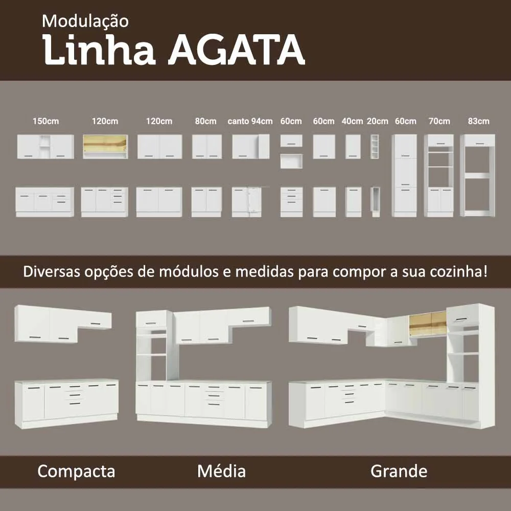 Armário Aéreo Multiuso 120cm 2 Portas Branco Agata Madesa - Image 9