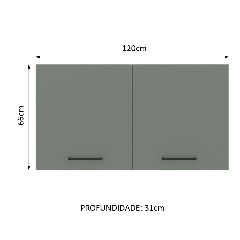 Armário Aéreo Multiuso 120cm 2 Portas Branco/Cinza Agata Madesa - Image 3