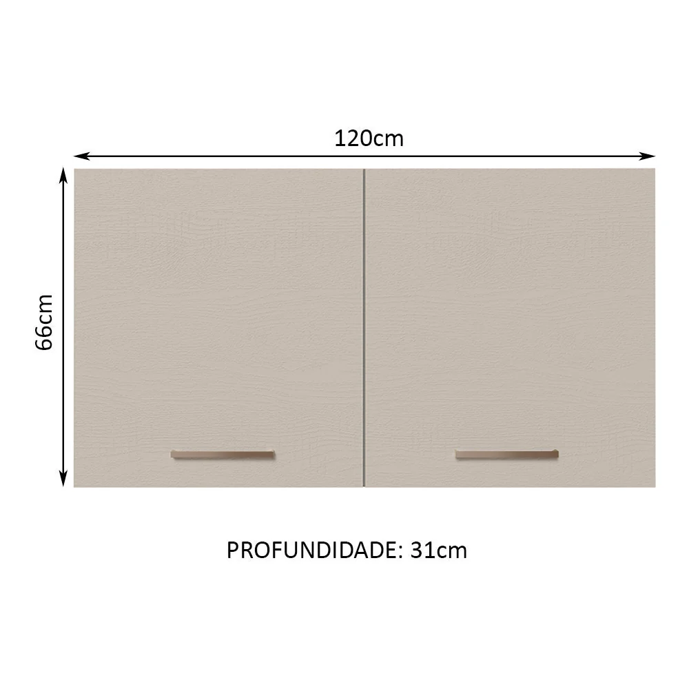 Armário Aéreo Multiuso 120cm 2 Portas Branco/Crema Agata Madesa - Image 3