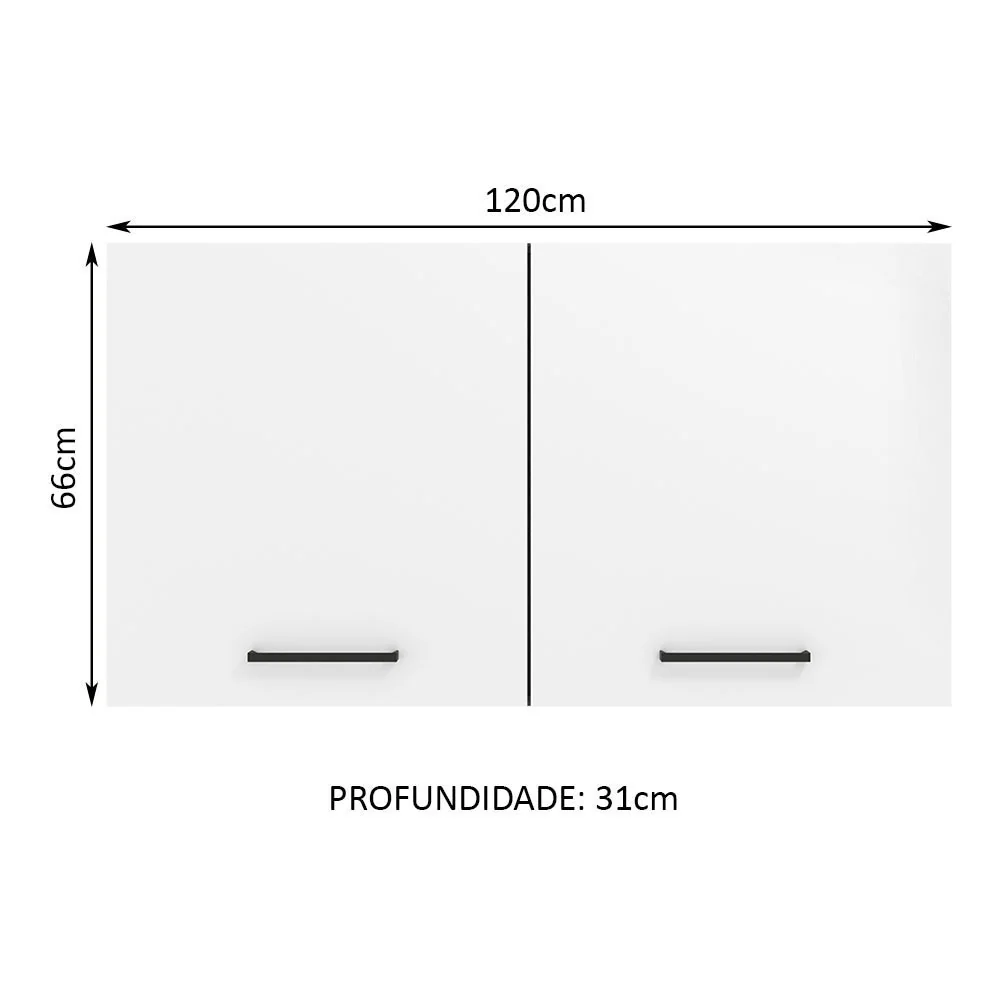 Armário Aéreo Multiuso 120cm 2 Portas Rustic/Branco Agata Madesa - Image 3