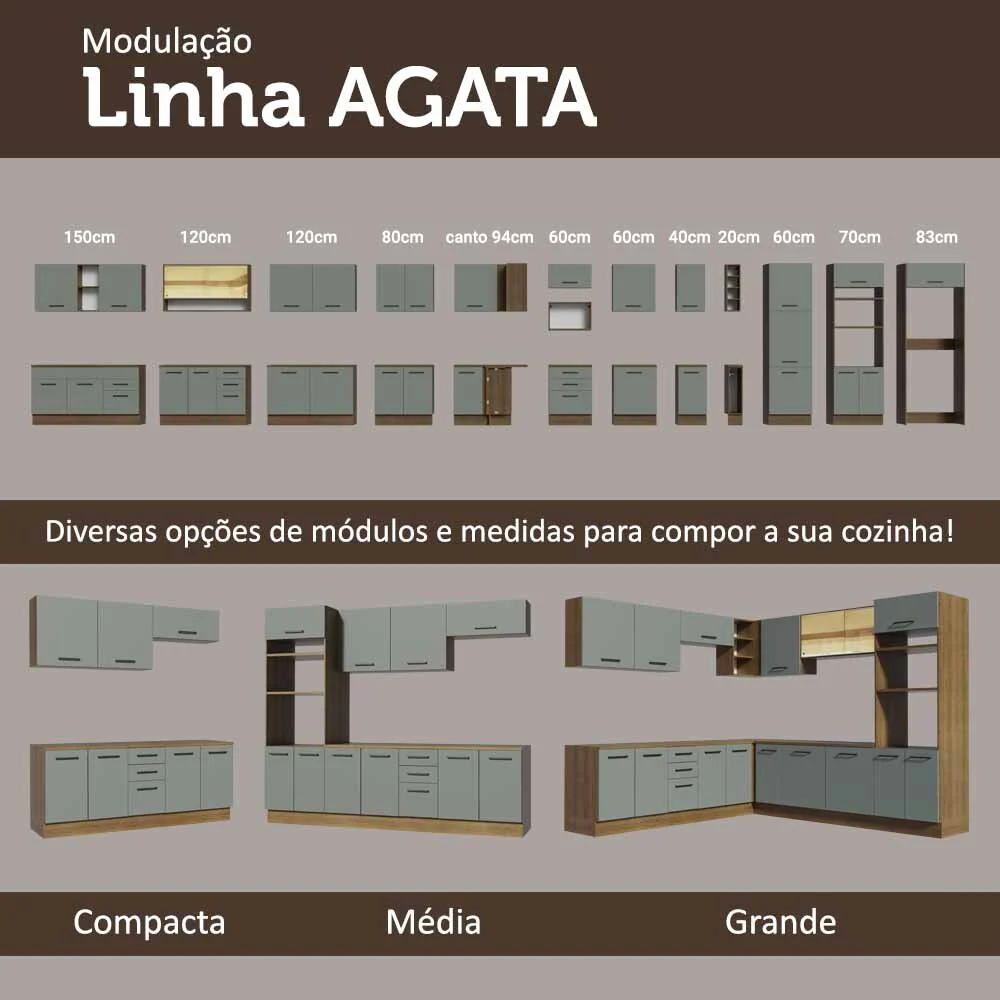 Armário Aéreo Multiuso 120cm 2 Portas Rustic/Cinza Agata Madesa - Image 9