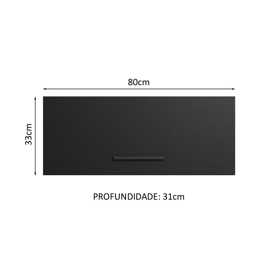 Armário Aéreo Multiuso 80cm 1 Porta Basculante Rustic/Preto Agata Madesa - Image 3