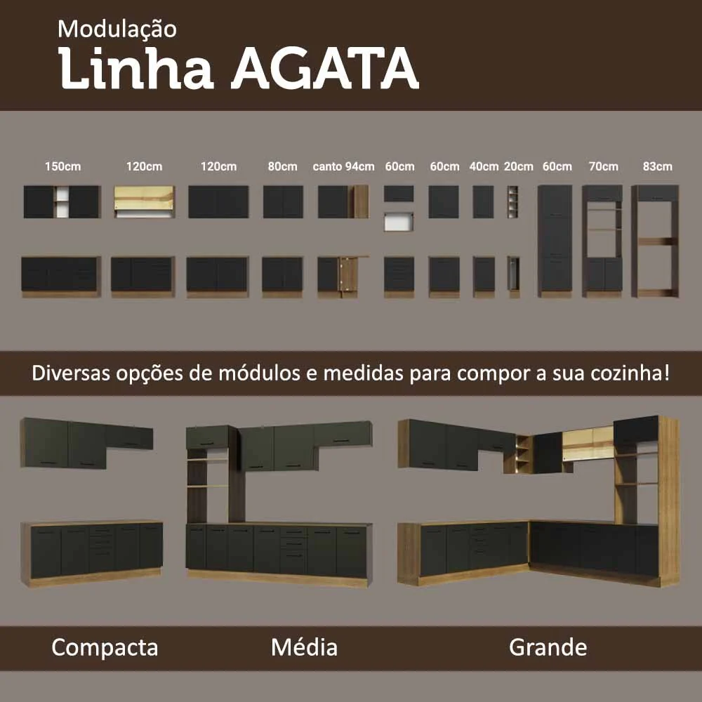 Armário Aéreo Multiuso 80cm 1 Porta Basculante Rustic/Preto Agata Madesa - Image 8