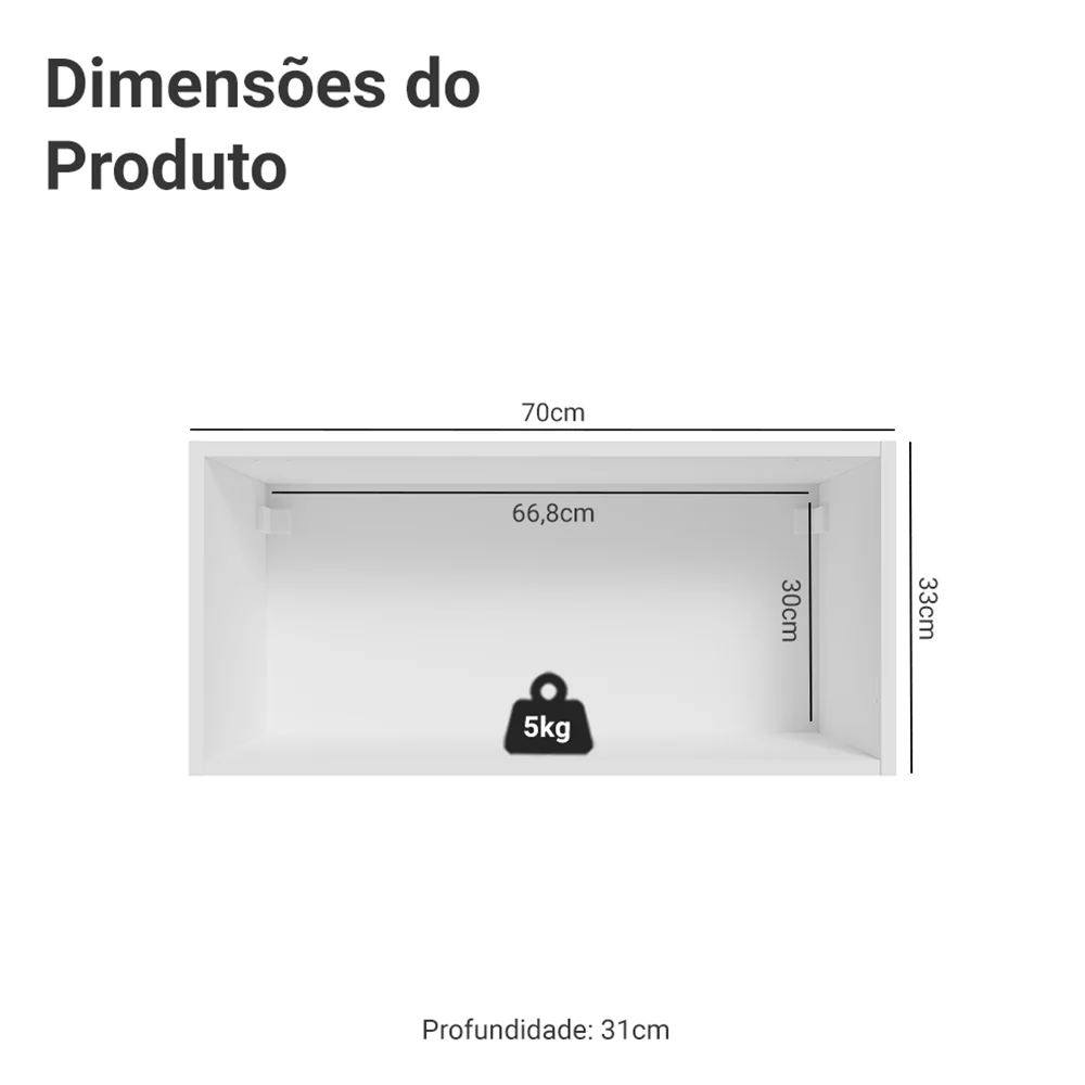 Armário Aéreo para Quarto 70 cm 1 Porta Basculante Branco Neo Madesa - Image 2