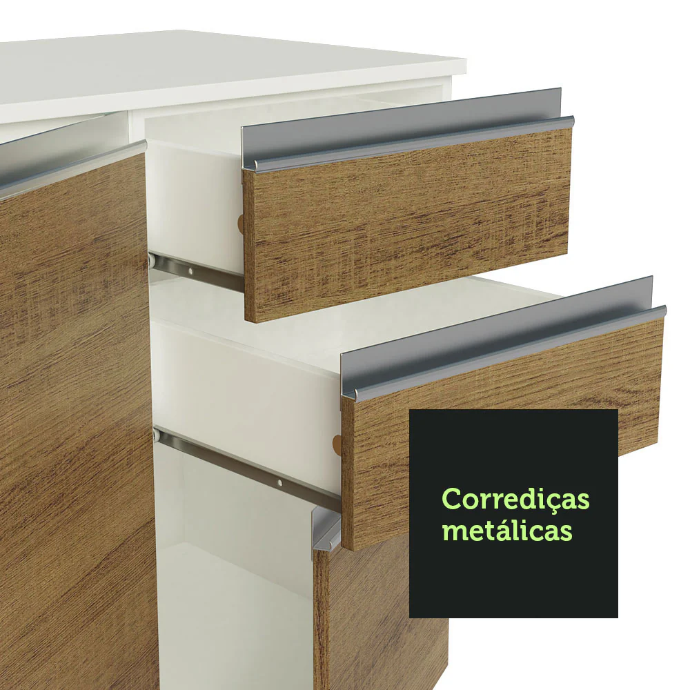 Armário de Cozinha Compacta 100% MDF 180cm Branco/Rustic/Crema Smart Madesa 02 - Image 7