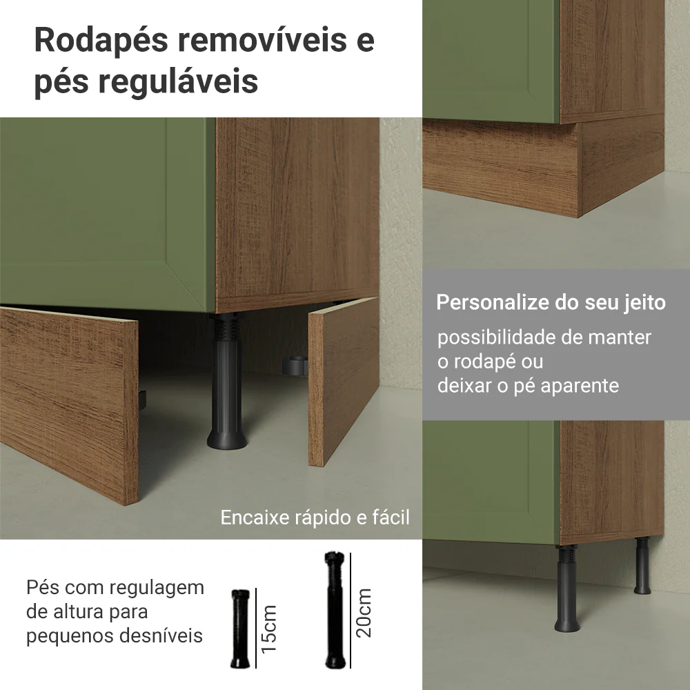 Armário de Cozinha Compacta 120 cm Rustic/Verde Vik Madesa 01 - Image 9