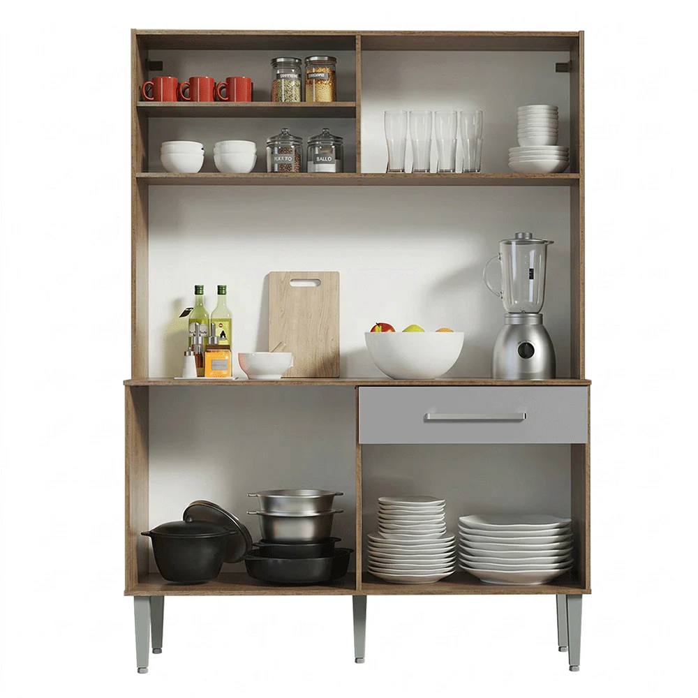 Armário de Cozinha Compacta 120cm Rustic/Cinza Life Madesa - Image 5