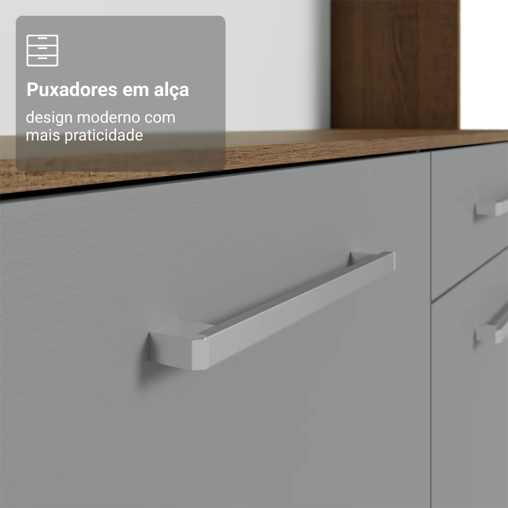 Armário de Cozinha Compacta 120cm Rustic/Cinza Life Madesa - Image 6